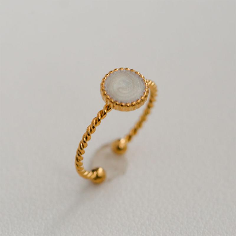 Stainless Steel French White Enamel Rings For Women Drip Glaze Romantic Elegent Girl Ring Daily Wear Sweet Y2K Jewelry No Fading