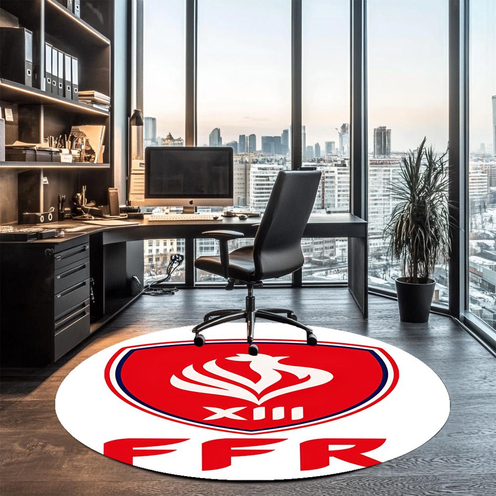 France Rugby Printed Round Rug Carpet Chair Rug Area Rug Entryway Doormats,for Office Chair Living Room Bedroom Kitchen Room.