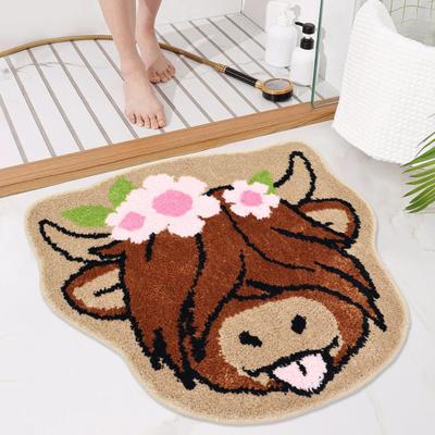 Funny Cow Door Mat Wear Resistant Highly Absorbent Non-Slip Specially Shaped Animal Floor Mat Welcome Rug