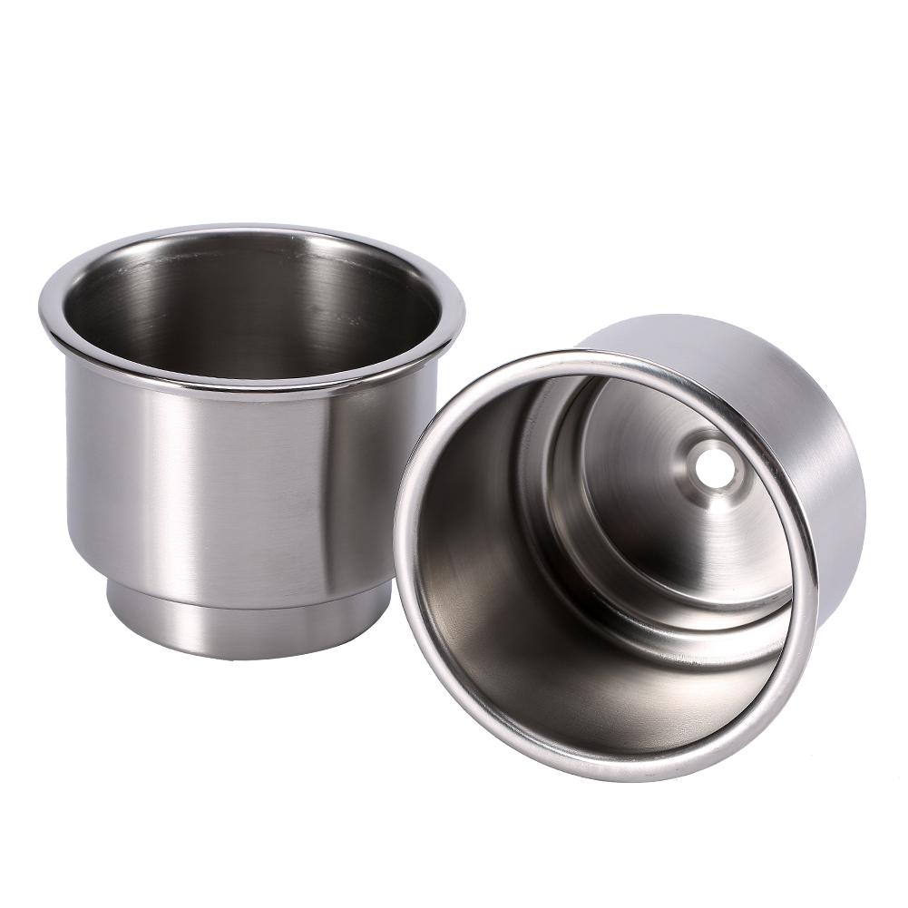 2Pcs Stainless Steel Drink Holder Mount Open Front Cup Bottle Holder for Marine Boat RV Camper