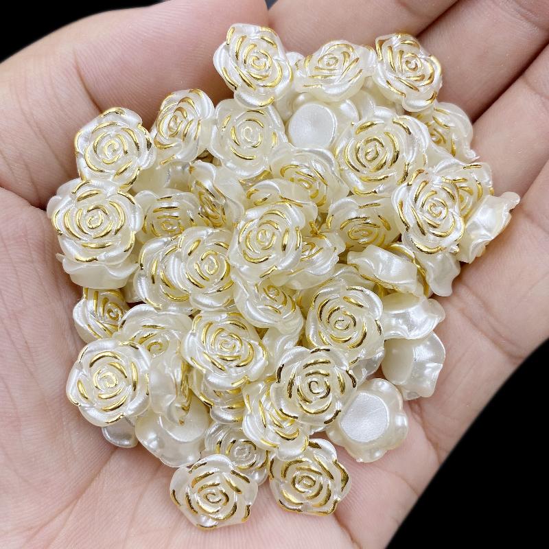 For Jewelry Makings Finding Charms Loose Beads Pendant DIY Crafts 5-50Pcs Beige Flower Necklace Bracelet  Accessories