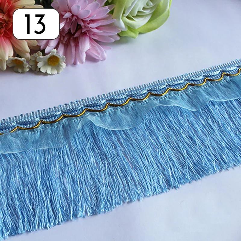 Wholesale 12M Long Fringe Polyester Yarn Gold Thread Tassel Lace Trim Ribbon Sew Latin Dress Garment Curtain DIY Accessories