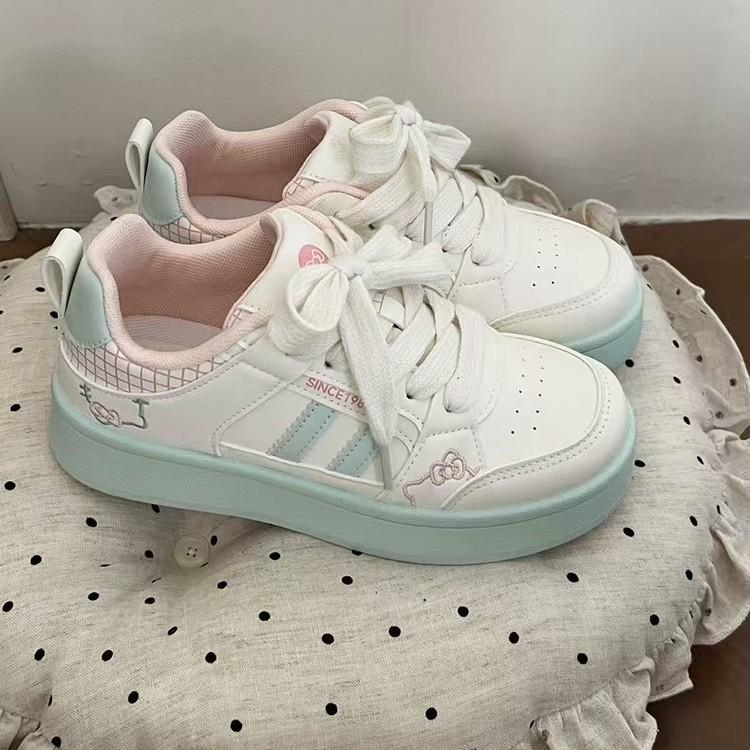 Women's White German Training Shoes - Thick 5cm Sole, Trendy Casual Sports Sneakers, Spring 2026