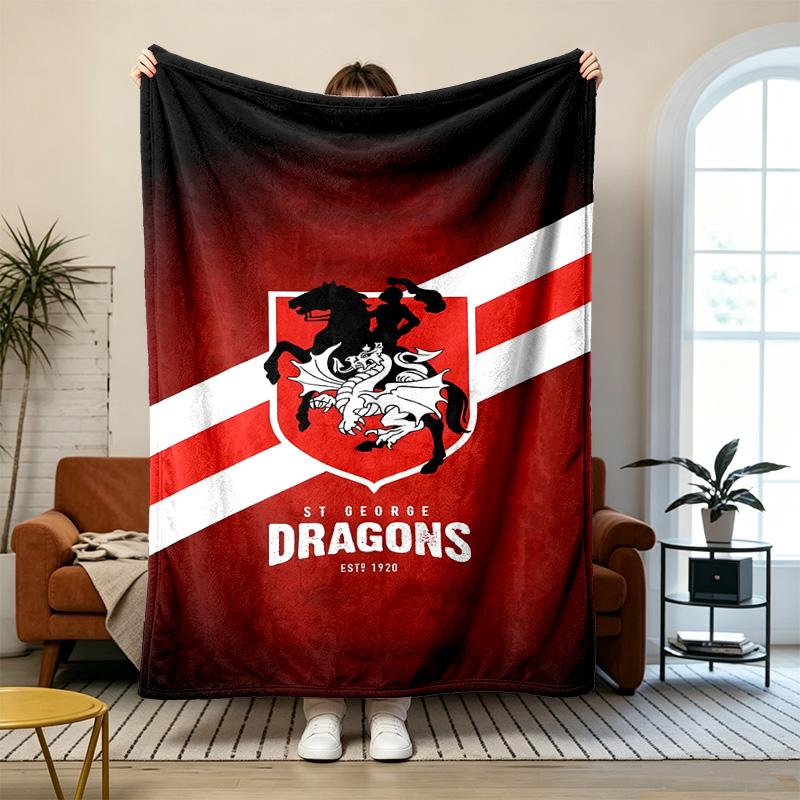 St George Illawarra Dragon Soft and comfortable flannel Suitable for sofas living rooms outdoor camping travel and also makes a great anniversary gif