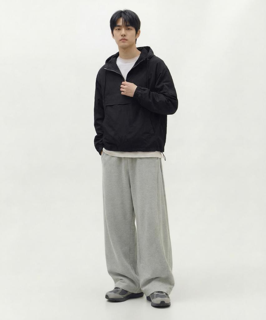 AGOD Side Tuck Snap Wide Sweatpants [Gray]