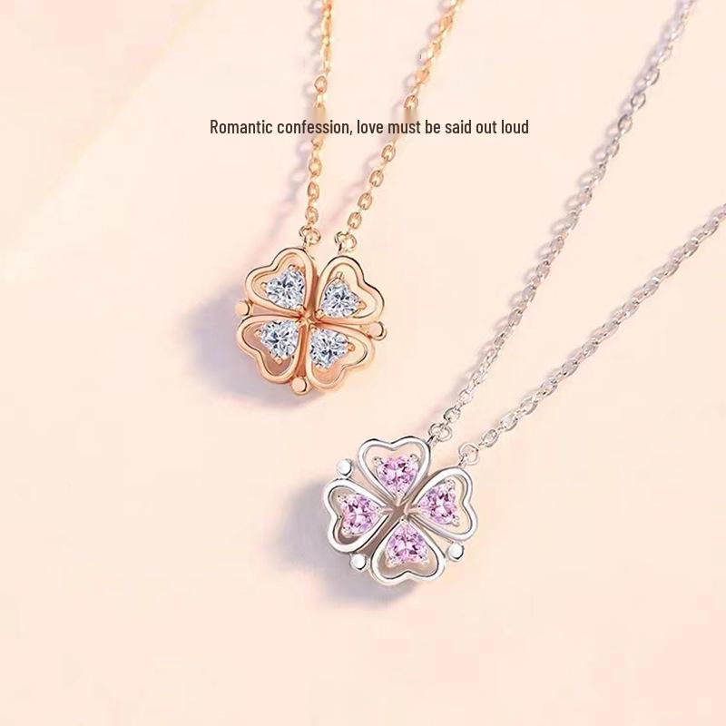 Trendy Four-Leaf Clover Titanium Steel Necklace for Women - High-End Design