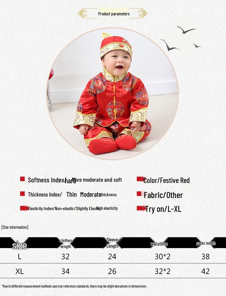 Infant/Toddler Tang Suit: Chinese-Style First Birthday Outfit for Spring/Autumn