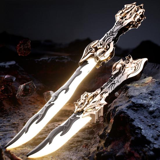 Folding Double Edged Swords Rechargeable LED Light Swords Toy Interactive Multiplayer Battle Toy
