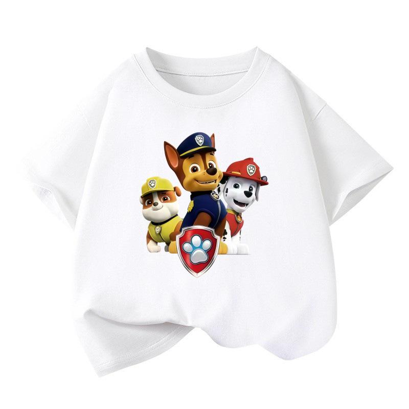 High-Quality Boys' Autumn Cartoon Print Short-Sleeve Round Neck Shirt