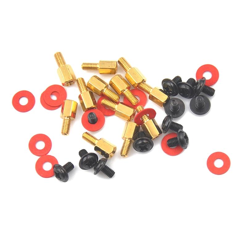 20Pcs PC Case Fans 6.5mm 6-32-M3 Motherboard Riser+20Pcs Screws + 20Pcs Washers Gasket Brass Standoff