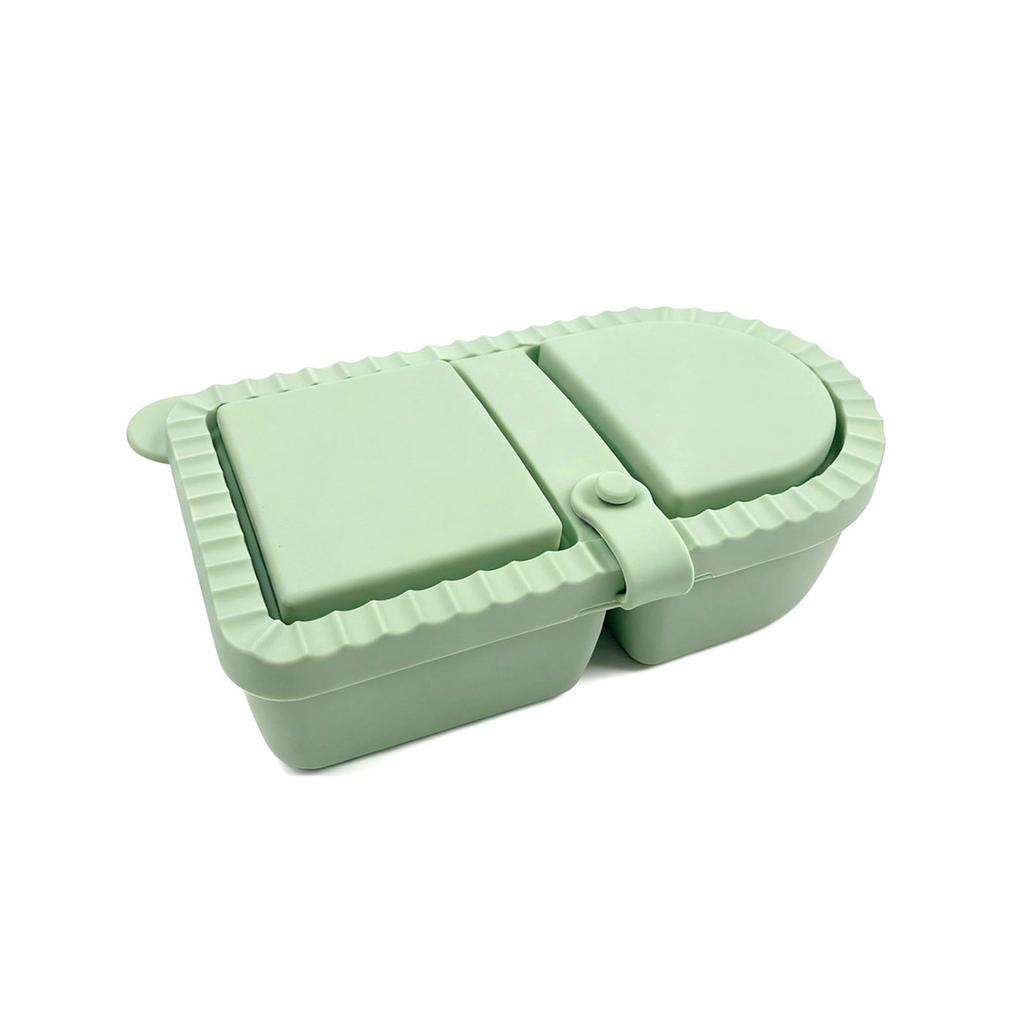 Portable Double Compartment Snacks Box Silicone Leak Proof Dishwasher Safe Food Container For Outdoor And Home Use