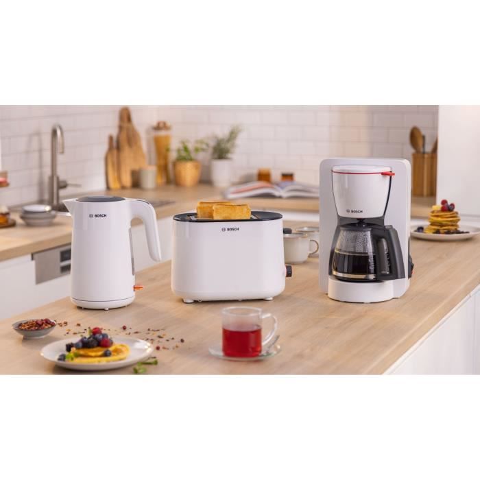 Kávovar s filtrem - BOSCH - TKA2M111 MyMoment - Bílý - Kapacita 1,25 l - Skleněná konvice - Systém proti odkapávání