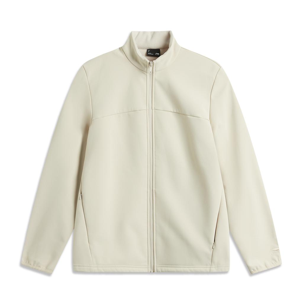 Li Ning Sports Trend Series Solid Color Hooded Three-In-One Fleece Long Sleeve Windbreaker Women Outerwear Oatmeal-Gray AWBU024-1