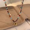 French retro sugar cube colored beaded tiger's eye stone necklace sweet and cool accessories women's exquisite versatile collarbone chain ethnic style