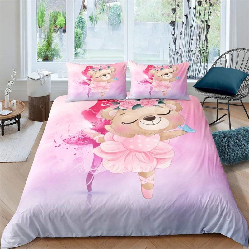 Ballet Princess Dancer Duvet Cover 3D Sparkling Glittering Star Bedding Set Cartoon Animal Swan Quilt Cover For Child Boys Teens