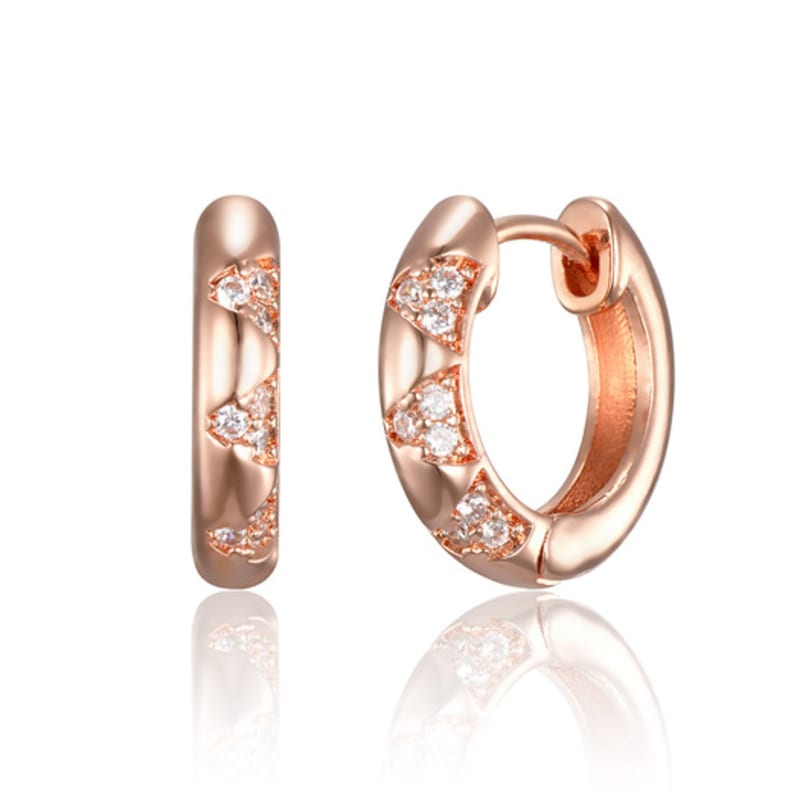 GEIGER Jewelry 18K Lattice Cubic Point Hoop One-Touch Earrings (Gold Pin) GI8KPEE059