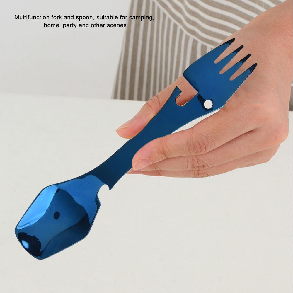 Premium Spork Fork Spoon Stainless Steel Blades Wrench Bottle Opener Wrench Home Kitchens