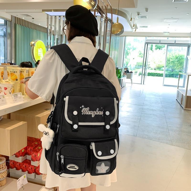 College Style Schoolbag Women's Large Capacity Computer Travel Bag Letter Print Backpack for High School Students