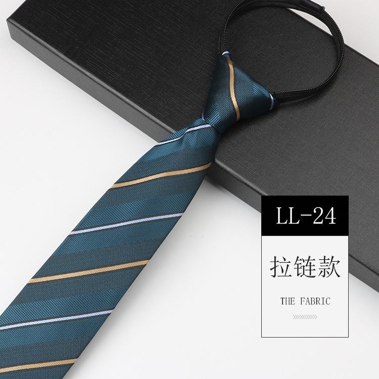 Tie Men'S, Business Zipper Work Security Shirt Striped Red Blue 8Cm Knot Free Easy To Pull