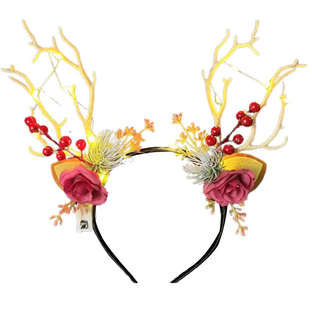LED Christmas Antler Headband Party Accessories Flashing Christmas Headhoop Festival Party Hairband Holiday Headwear