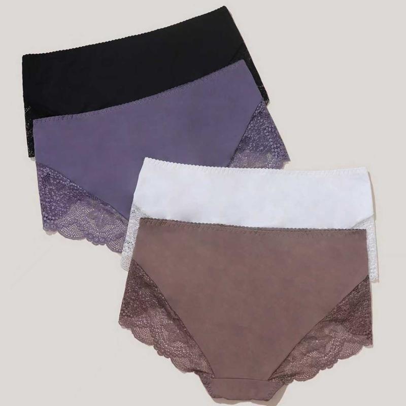 4 Pcs Women Sexy Plus Size Brief Lace Comfortable Breathable French Panties 0Xl-5Xl-88709-1