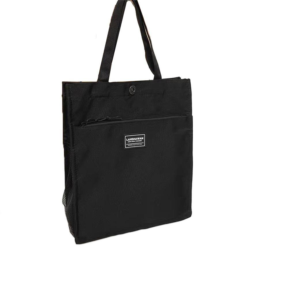 

Сумка-тоут из ткани Оксфорд для мужчин, для поездок на работу, повседневная, портативная, для документов, практичная парусиновая сумка через плечо, унисекс чёрный