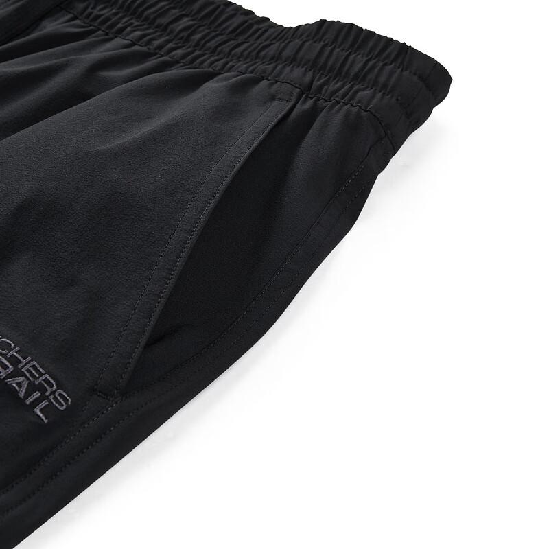 Skechers AW24 Outdoor Series Solid Color Lace-Up Woven Casual Pants Men pants Carbon-Black L324M010-0018