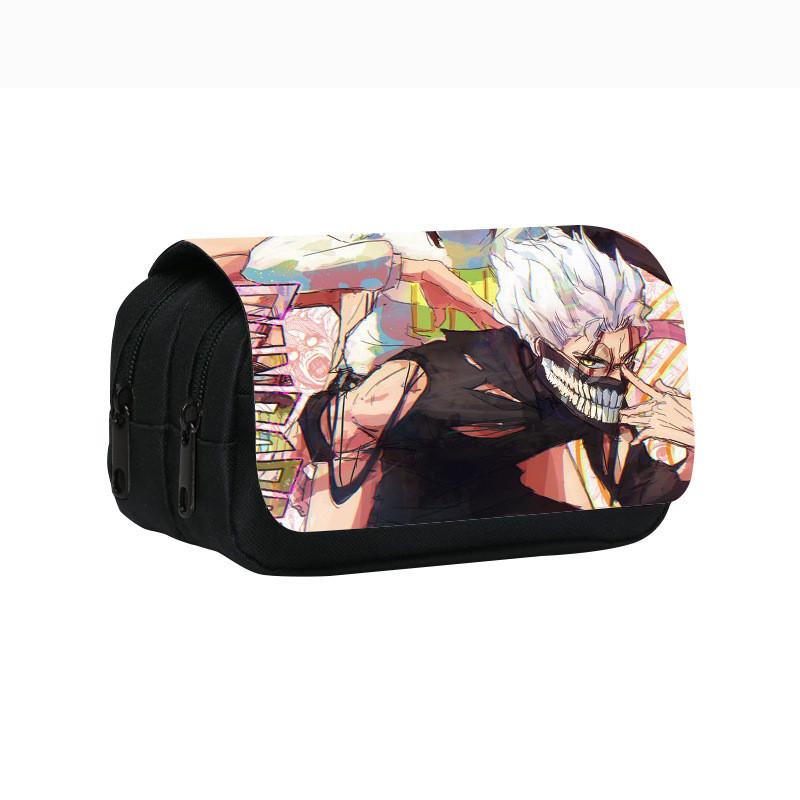 Dandadan Double Layer Pencil Case With Nylon Material For Students And School Supplies
