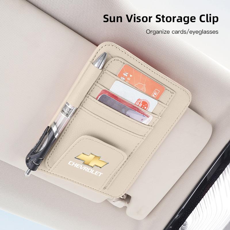 Auto Leder Sonnenblende Aufbewahrungstasche Sonnenbrille Ticket Kartenhalter Zubehör für Chevrolet Spark Captiva Cruze Tracker Epica SS Z71