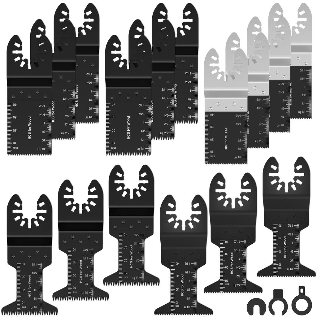 16/6Pcs Oscillating Saw Blade Bi-Metal Multitool Blade High Carbon Steel Oscillating Tool Cutting Saw Blade for Hardwood