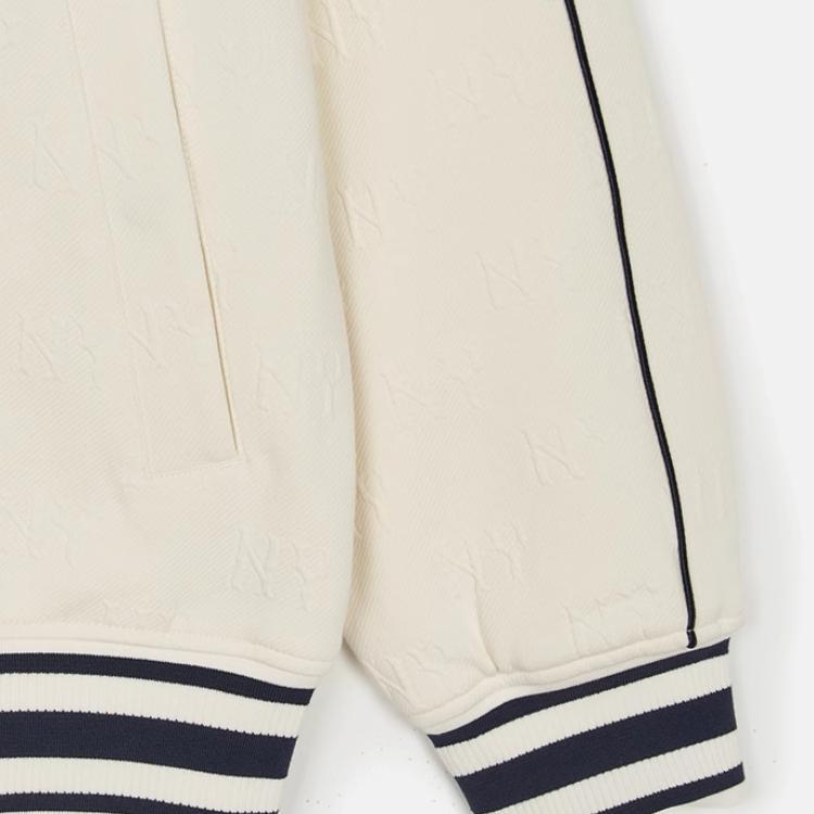 New MLB New York Yankees Old Flower Baseball Jacket Unisex Cream 3AJPM0751-50CRS