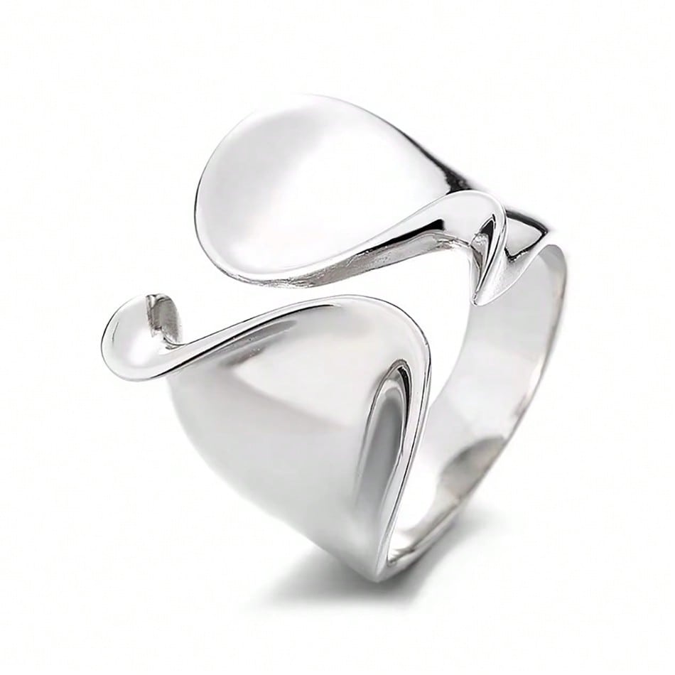 Anelli Placcati in Argento Sterling 925 Per Donna Coppia Minimalista Fatto a Mano Semplice Anello Grande Gioielli da Festa Regalo