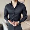 Black Men's Stretchy Wrinkle-Free Shirts, Blue Gray Red Green Asia Size M38-7XL46, White Plain Long Sleeve Office Dress Shirt.