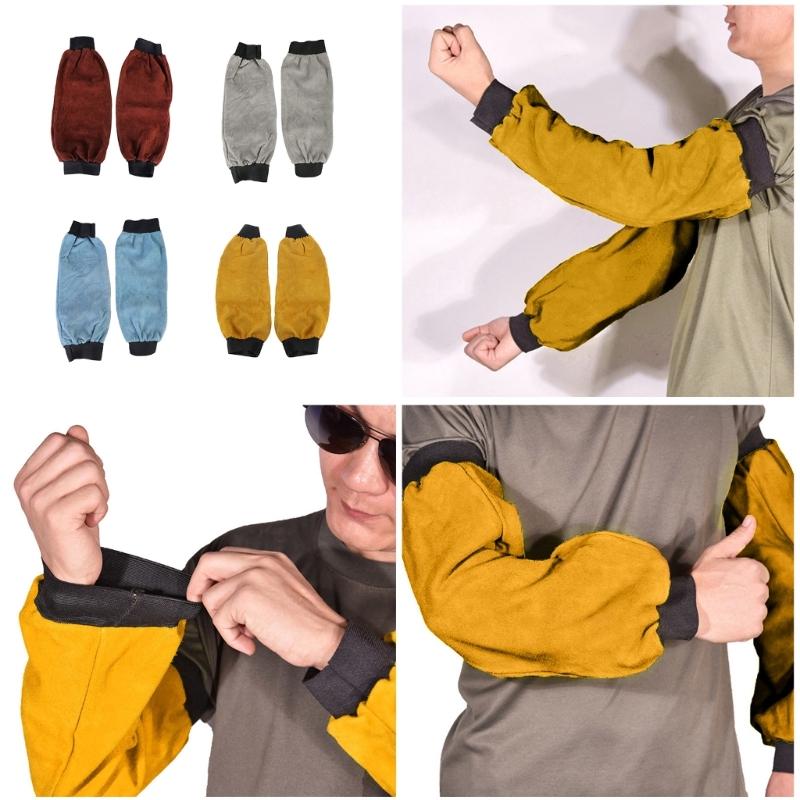 Electric Welding Sleeves Artificial Leather Welder Protective Supplies for Industrial Welding Sleeves with Elastic Cuff