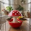 Spill Proof Bird Feeder Bowl Resin Bird Water Bowl Easy Clean Mushroom Bird Feeder  Balcony