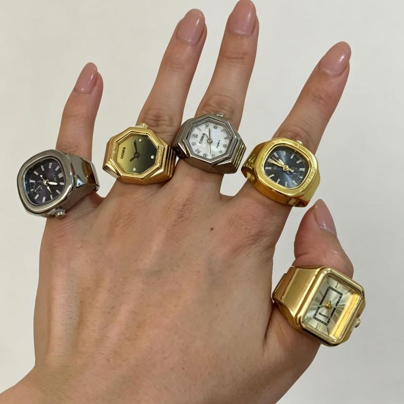 Ring Watch Selling Mini Finger Watch Creative Alloy Shell Finger Square Dial Couple Men And Women