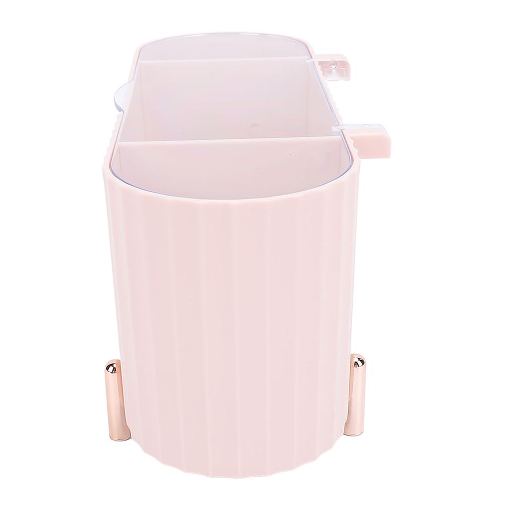 Pojemnik na waciki z dozownikiem i przezroczystą pokrywką, 3 przegródki, słoiki łazienkowe, wielofunkcyjny organizer na waciki kosmetyczne, waciki do uszu, okrągły, różowy