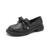 Women's British-Style 2025 Velvet Loafers - Genuine Leather, Black, Sizes 41-43, Flat Autumn Shoes