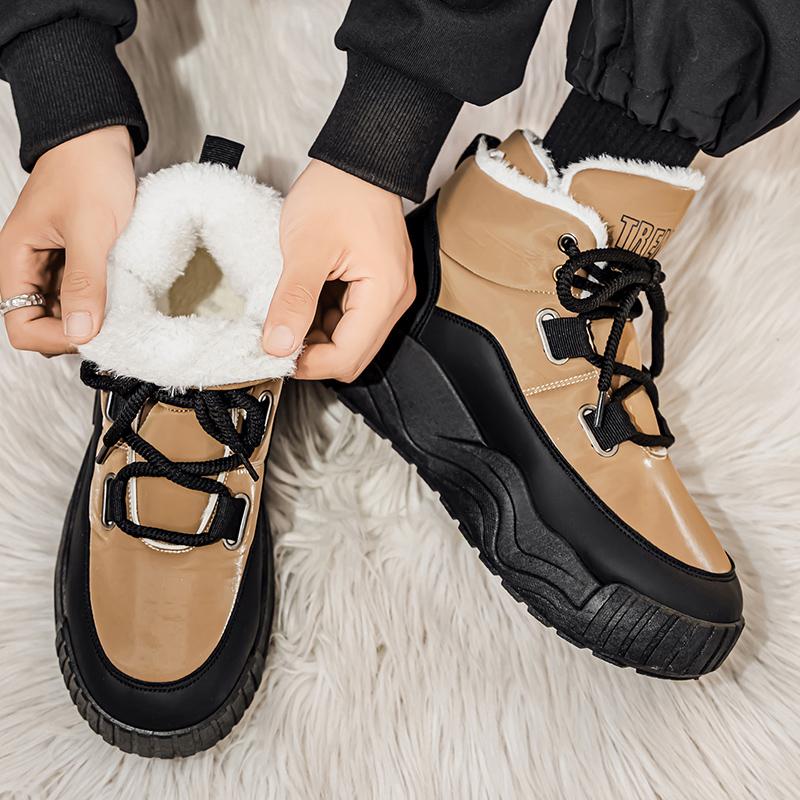 Winter Snow Boots for Men Add Velvet Men's Sports and Leisure Wear-resistant Non-Slip Sneakers Ankle Boots Soft and Comfortable