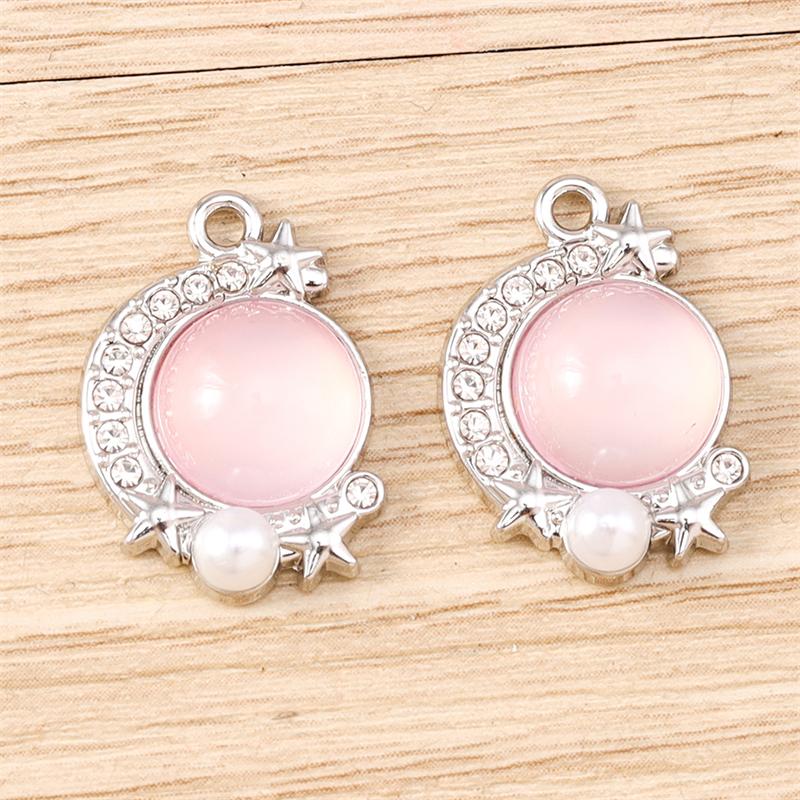 5pcs 14x20mm Elegant Colorful Crystal Moon Charms Pendants for Jewelry Making Drop Earrings Necklaces Bracelets DIY Crafts Gifts