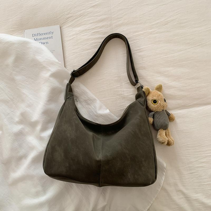 

Vintage Solid Color PU Leather Women s Shoulder Bags Casual Large Capacity Ladies Tote Bag Simple Versatile Female Handbag