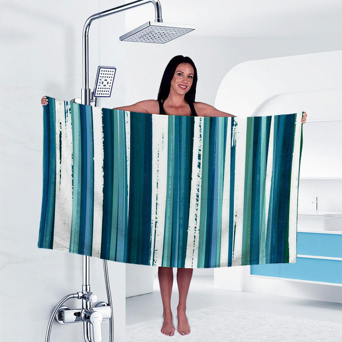 

1pc stripe Print towel Sports Quick-Drying Super Absorbent Camping Towel Super Soft Lightweight Gym Swimming Yoga Beach Towel W30*H60(CM)