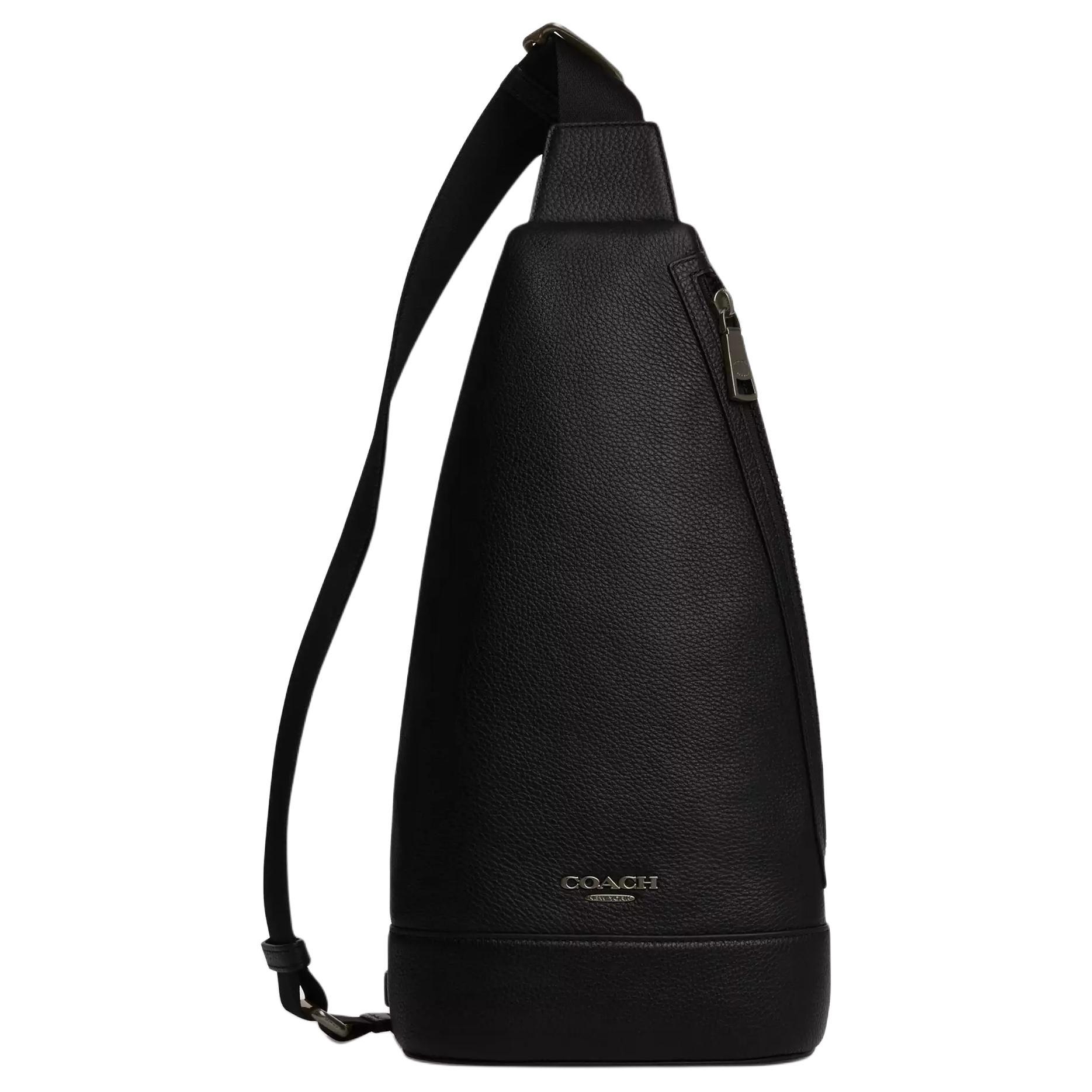 

Coach Dominic 18 Logo Zip Closure Pebble Leather Crossbody Bag Small Unisex crossbody bag Black CY803-QBBK Basic Set (Bag+Dust Bag)