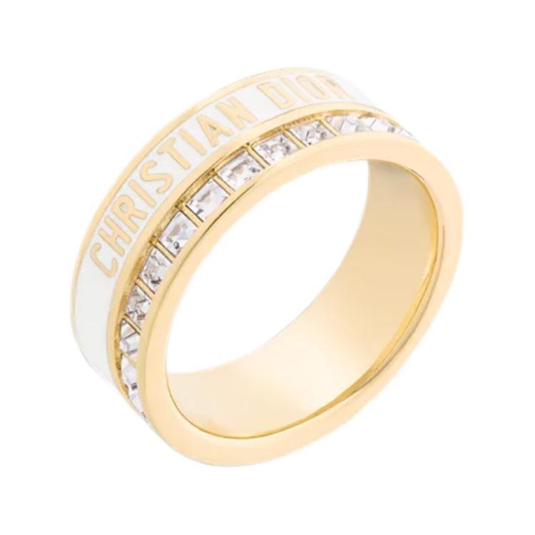Dior Metal Rings Unisex Gold/White R2699WOMLQ_D301