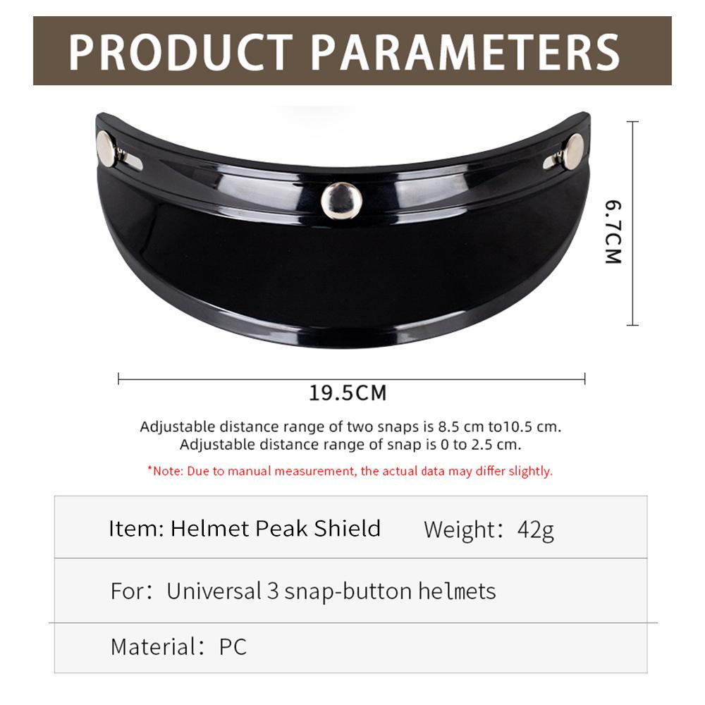 Helmet Peak Shield 3 Snap-Button Visor Flip Up Wind Shield Open Face 34 Retro Motorcycle Helmet