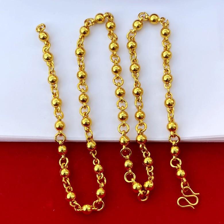 18K Gold Plated Men's Prayer Bead Necklace - Solid Round Gold Chain, Elegant and Simple Gift