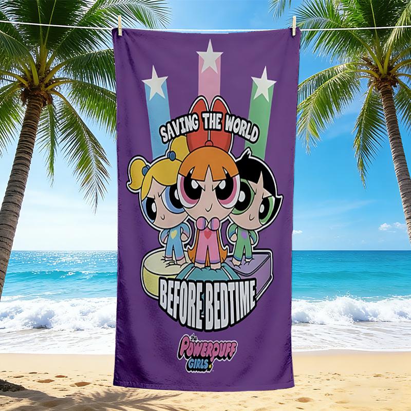 1Pc Powerpuff Girls World Beach Towel, Quick Dry, Multi-Use for Beach Pool Gym Yoga Home Travel, Christmas, Halloween, Xmas Gift M929144