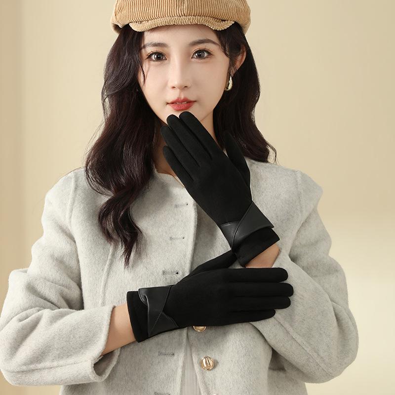 Women's Suede Winter Gloves: Warm, Fleece-Lined, and Windproof for Cycling and Driving