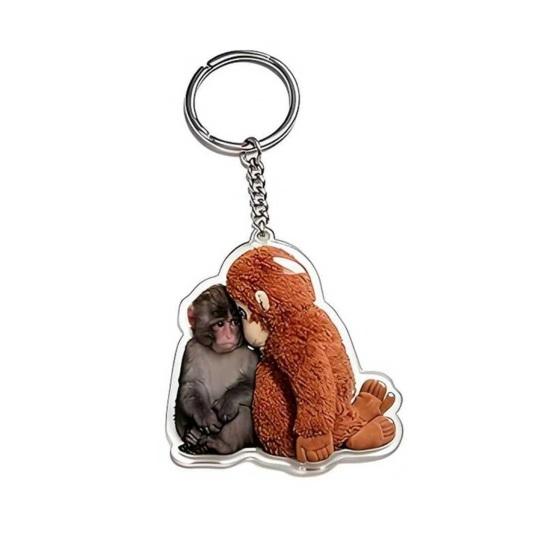 Keychain Pendant Protect Punch The Monkey Key Chain Bag Backpack Car Charm Small Keyring Mini Accessory