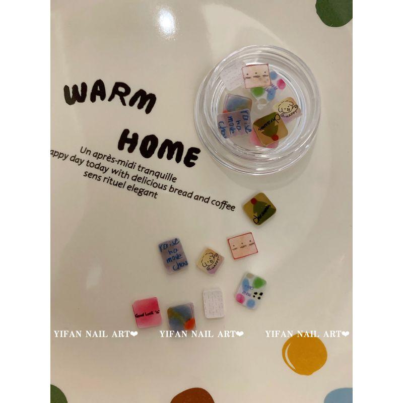 

Yifannail [Ins Style] Spring Short Nail ~ Children s Funny Dessert Cute Bear Nail Sticker J222q97